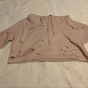 Ripped Cropped Hoodie